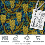 Golden Birds and Wisteria Floral Seamless Pattern Art Nouveau Nature Design Digital Print Fabric by the Metre UK Sewing Quilting Textile