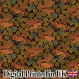 Woodland Squirrel Forest Leaves Seamless Pattern Autumn Nature Design Digital Print Fabric by the Metre UK Sewing Quilting Textile