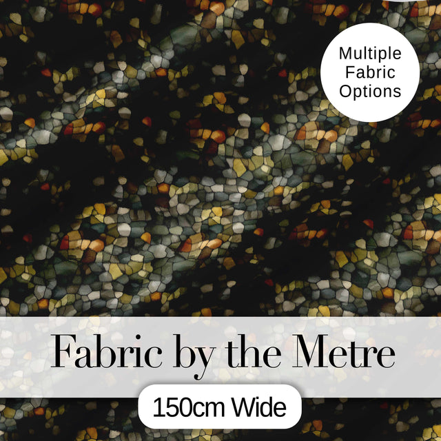 Abstract Pebble Mosaic Texture Seamless Pattern Earth Tone Stone Design Digital Print Fabric by the Metre UK Sewing Quilting Textile