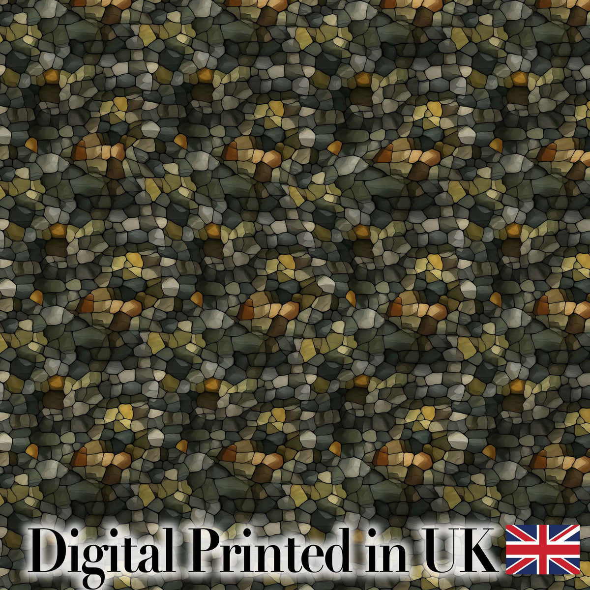 Abstract Pebble Mosaic Texture Seamless Pattern Earth Tone Stone Design Digital Print Fabric by the Metre UK Sewing Quilting Textile