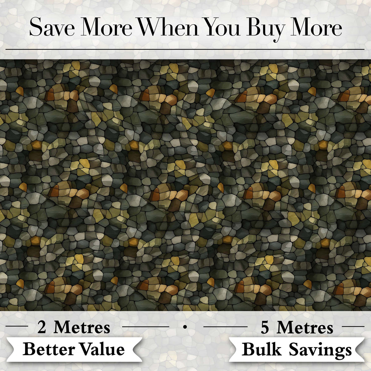 Abstract Pebble Mosaic Texture Seamless Pattern Earth Tone Stone Design Digital Print Fabric by the Metre UK Sewing Quilting Textile