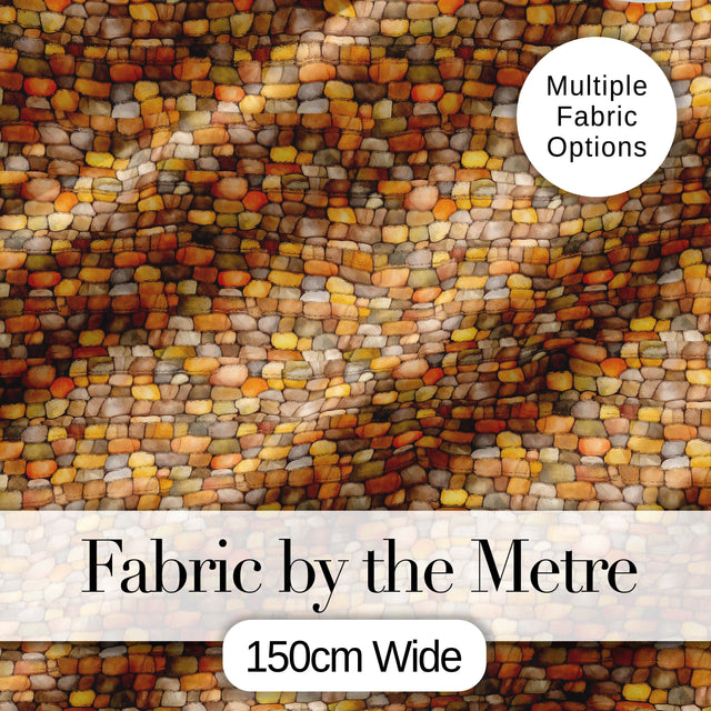 Golden Brown Pebble Stone Seamless Pattern Earth Tone Rock Texture Digital Print Fabric by the Metre UK Sewing Quilting Textile