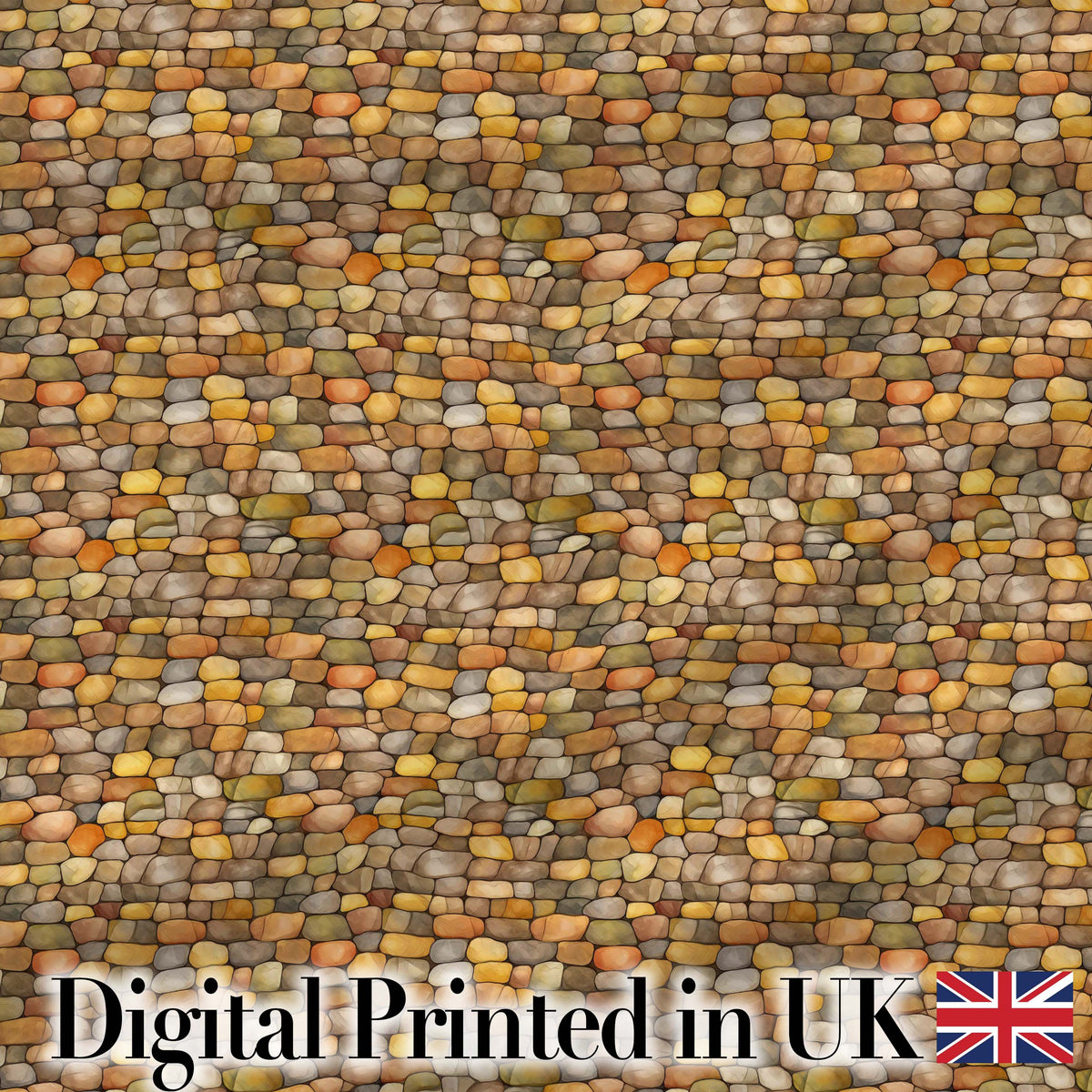 Golden Brown Pebble Stone Seamless Pattern Earth Tone Rock Texture Digital Print Fabric by the Metre UK Sewing Quilting Textile