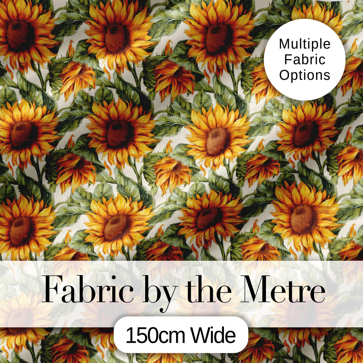 Realistic Sunflower Floral Seamless Pattern Detailed Botanical Garden Design Digital Print Fabric by the Metre UK Sewing Quilting Textile