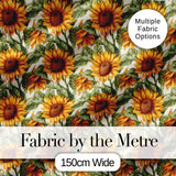 Realistic Sunflower Floral Seamless Pattern Detailed Botanical Garden Design Digital Print Fabric by the Metre UK Sewing Quilting Textile