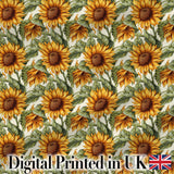 Realistic Sunflower Floral Seamless Pattern Detailed Botanical Garden Design Digital Print Fabric by the Metre UK Sewing Quilting Textile