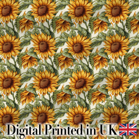 Realistic Sunflower Floral Seamless Pattern Detailed Botanical Garden Design Digital Print Fabric by the Metre UK Sewing Quilting Textile