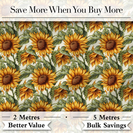 Realistic Sunflower Floral Seamless Pattern Detailed Botanical Garden Design Digital Print Fabric by the Metre UK Sewing Quilting Textile