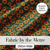 Dark Green Sunflower Floral Seamless Pattern Rich Botanical Garden Design Digital Print Fabric by the Metre UK Sewing Quilting Textile