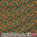 Dark Green Sunflower Floral Seamless Pattern Rich Botanical Garden Design Digital Print Fabric by the Metre UK Sewing Quilting Textile