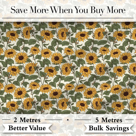 Classic Sunflower Floral Seamless Pattern Natural Botanical Garden Design Digital Print Fabric by the Metre UK Sewing Quilting Textile