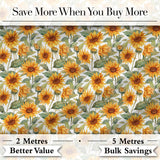 Soft Yellow Sunflower Floral Seamless Pattern Light Botanical Garden Design Digital Print Fabric by the Metre UK Sewing Quilting Textile