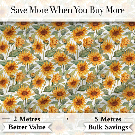 Soft Yellow Sunflower Floral Seamless Pattern Light Botanical Garden Design Digital Print Fabric by the Metre UK Sewing Quilting Textile