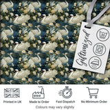 Elegant White Swan Floral Lake Seamless Pattern Vintage Nature Water Garden Digital Print Fabric by the Metre UK Sewing Quilting Textile