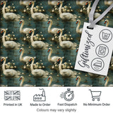 Graceful Swan Lake Floral Seamless Pattern Classic Botanical Water Scene Digital Print Fabric by the Metre UK Sewing Quilting Textile