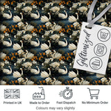 Luxury Swan Floral Night Lake Seamless Pattern Elegant Botanical Scene Digital Print Fabric by the Metre UK Sewing Quilting Textile