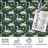 Soft Swan Lake Floral Seamless Pattern Calm Nature Botanical Scene Digital Print Fabric by the Metre UK Sewing Quilting Textile