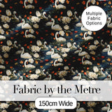 White Swan Tulip Floral Seamless Pattern Elegant Water Garden Design Digital Print Fabric by the Metre UK Sewing Quilting Textile
