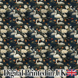 White Swan Tulip Floral Seamless Pattern Elegant Water Garden Design Digital Print Fabric by the Metre UK Sewing Quilting Textile