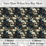 White Swan Tulip Floral Seamless Pattern Elegant Water Garden Design Digital Print Fabric by the Metre UK Sewing Quilting Textile