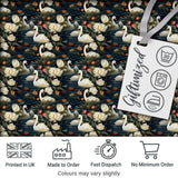 White Swan Tulip Floral Seamless Pattern Elegant Water Garden Design Digital Print Fabric by the Metre UK Sewing Quilting Textile