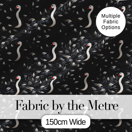 Modern Black Swan Abstract Seamless Pattern Stylish Feather Design Digital Print Fabric by the Metre UK Sewing Quilting Textile