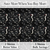 Modern Black Swan Abstract Seamless Pattern Stylish Feather Design Digital Print Fabric by the Metre UK Sewing Quilting Textile
