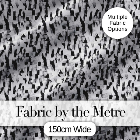 Abstract Black White Textured Brushstroke Pattern Seamless Digital Print Fabric by the Metre UK Sewing Quilting Textile