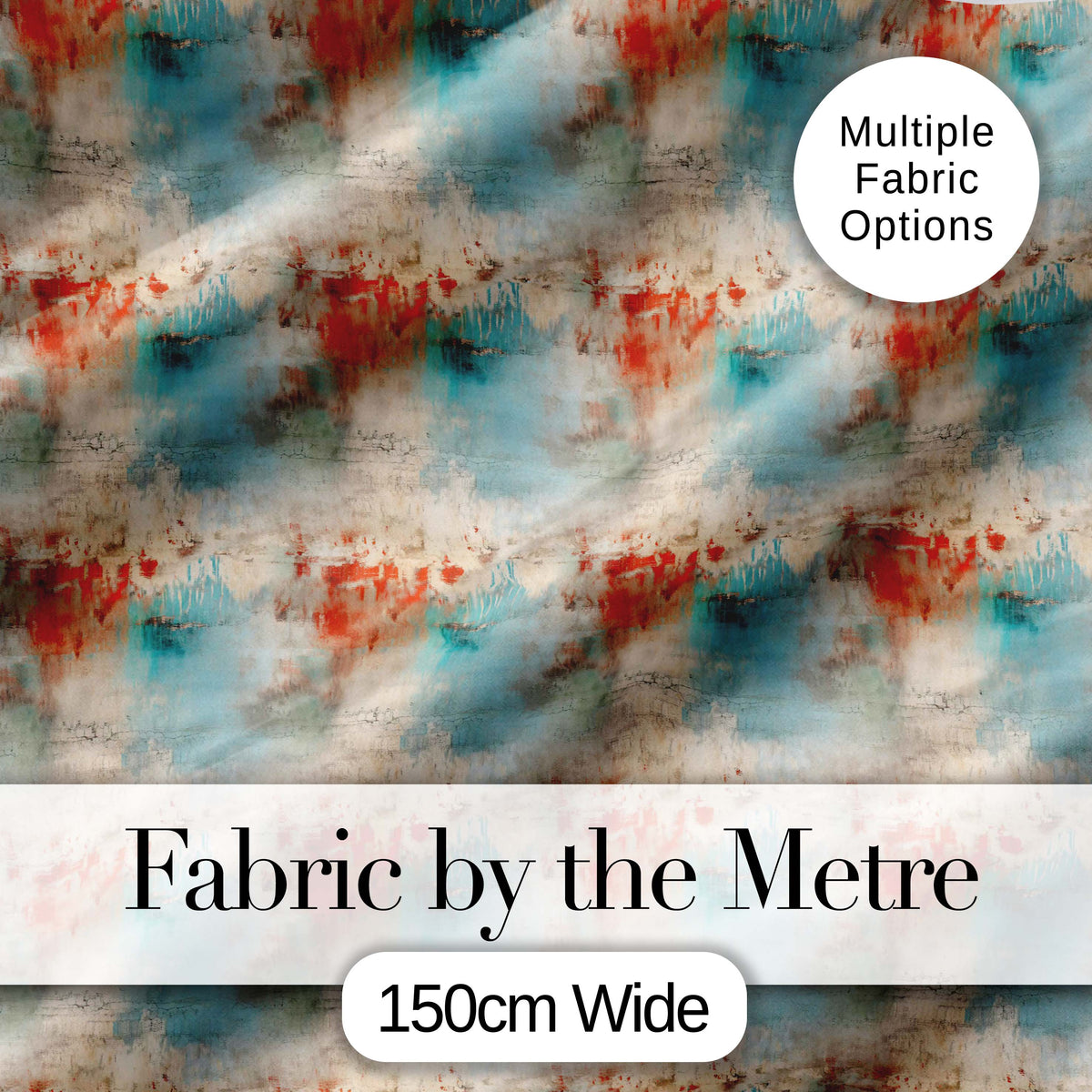 Abstract Grunge Texture with Red and Blue Tones Seamless Digital Print Fabric by the Metre UK Sewing Quilting Textile