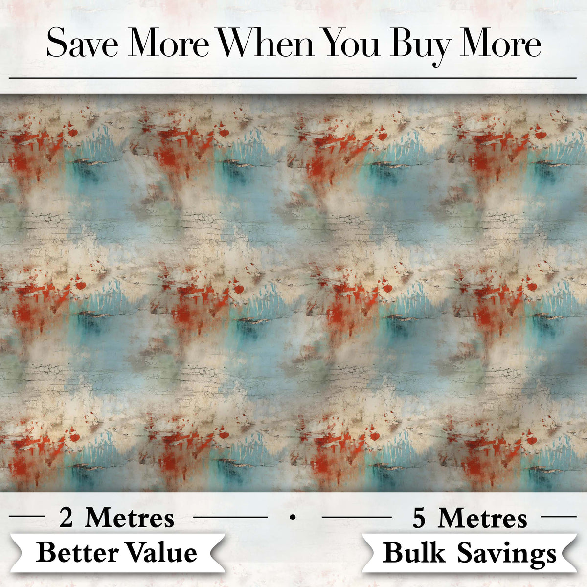 Abstract Grunge Texture with Red and Blue Tones Seamless Digital Print Fabric by the Metre UK Sewing Quilting Textile