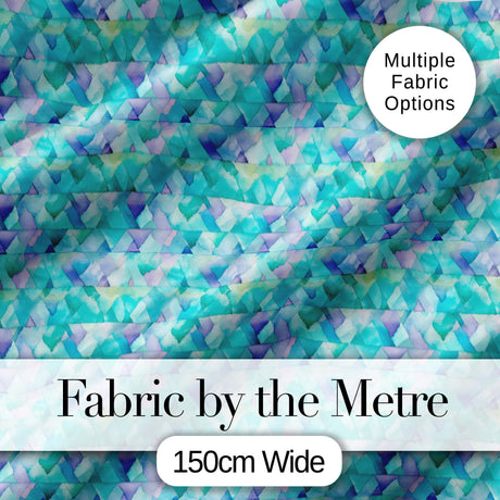 Modern Geometric Watercolor Shapes in Teal Purple Seamless Digital Print Fabric by the Metre UK Sewing Quilting Textile