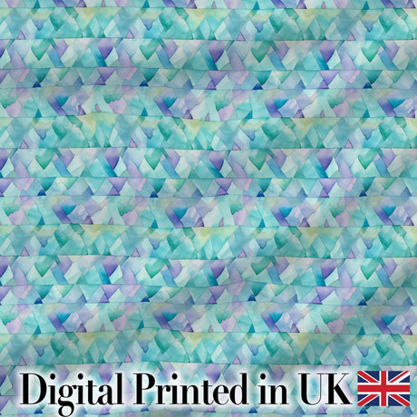 Modern Geometric Watercolor Shapes in Teal Purple Seamless Digital Print Fabric by the Metre UK Sewing Quilting Textile