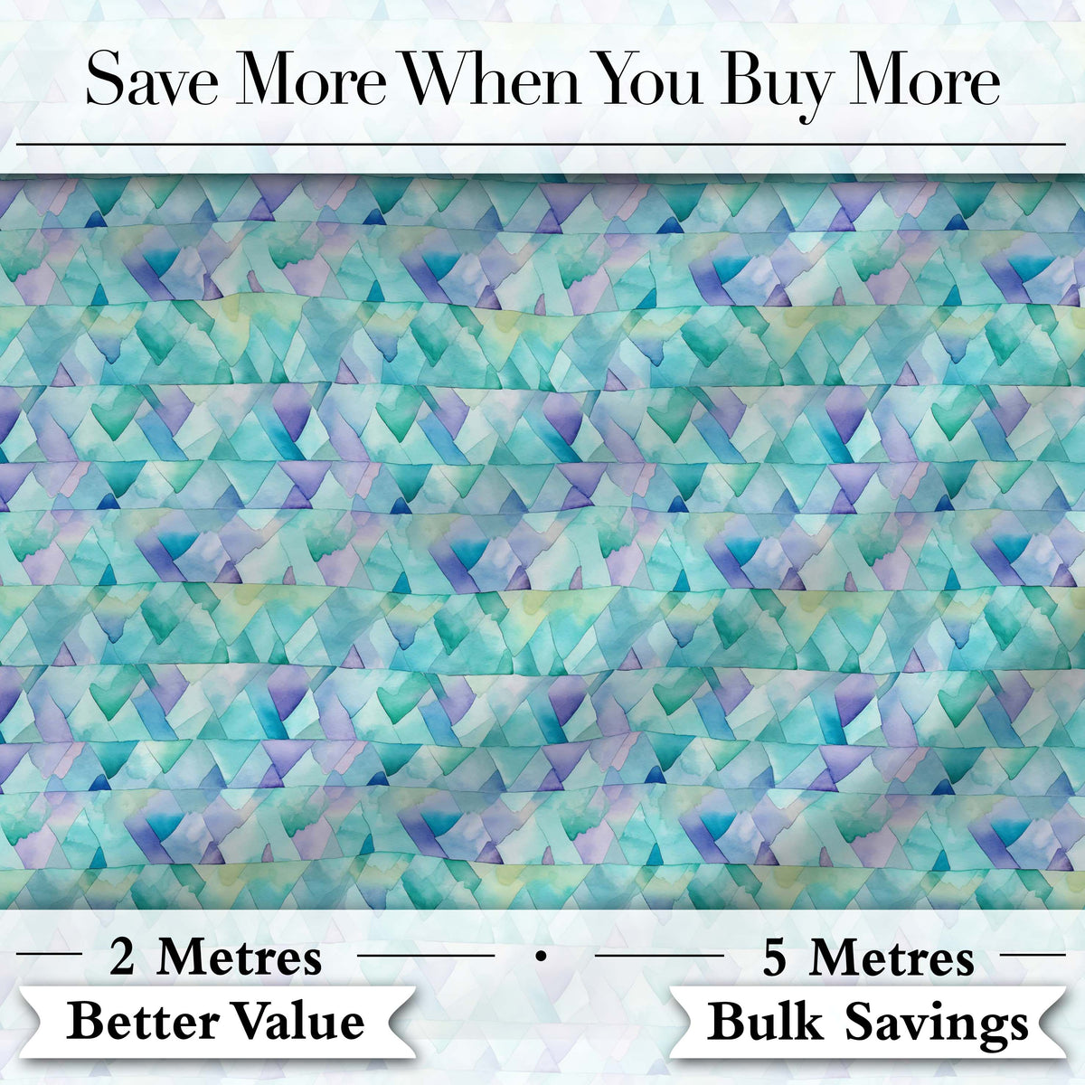 Modern Geometric Watercolor Shapes in Teal Purple Seamless Digital Print Fabric by the Metre UK Sewing Quilting Textile