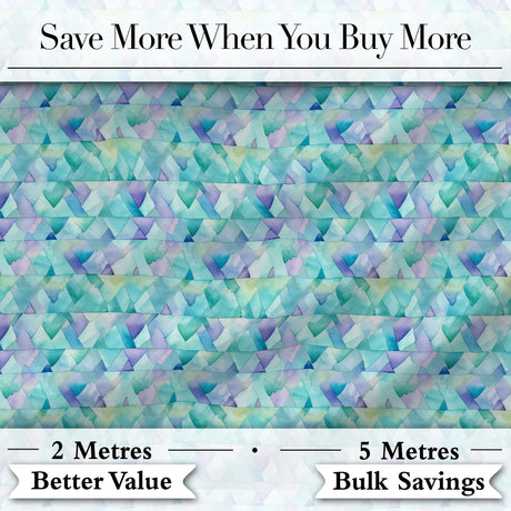 Modern Geometric Watercolor Shapes in Teal Purple Seamless Digital Print Fabric by the Metre UK Sewing Quilting Textile