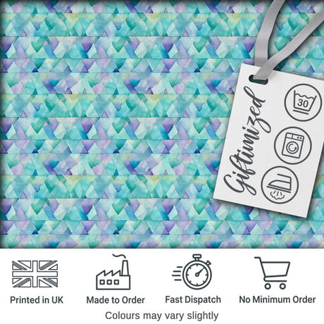 Modern Geometric Watercolor Shapes in Teal Purple Seamless Digital Print Fabric by the Metre UK Sewing Quilting Textile