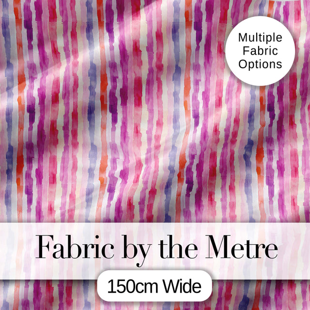 Soft Watercolor Vertical Stripes in Pink Purple Seamless Digital Print Fabric by the Metre UK Sewing Quilting Textile