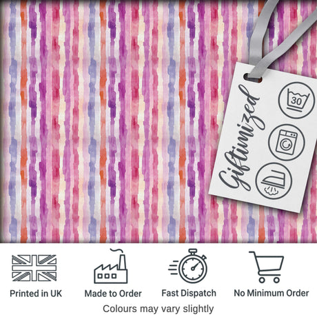 Soft Watercolor Vertical Stripes in Pink Purple Seamless Digital Print Fabric by the Metre UK Sewing Quilting Textile