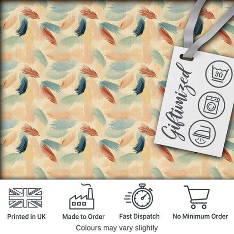 Soft Feather Pattern in Pastel Tones Seamless Digital Print Fabric by the Metre UK Sewing Quilting Textile