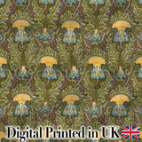 Vintage Art Nouveau Floral Thistle Pattern in Green Seamless Digital Print Fabric by the Metre UK Sewing Quilting Textile