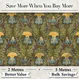 Vintage Art Nouveau Floral Thistle Pattern in Green Seamless Digital Print Fabric by the Metre UK Sewing Quilting Textile