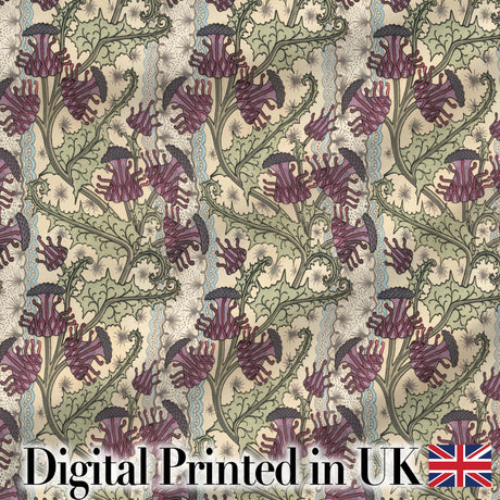 Classic William Morris Style Floral Thistle Pattern Seamless Digital Print Fabric by the Metre UK Sewing Quilting Textile