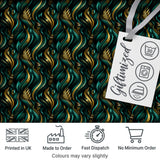Luxury Art Deco Gold Teal Abstract Wave Pattern Seamless Digital Print Fabric by the Metre UK Sewing Quilting Textile