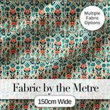 Modern Scandinavian Folk Art Pattern with Floral Shapes Seamless Digital Print Fabric by the Metre UK Sewing Quilting Textile