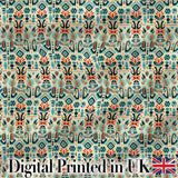 Modern Scandinavian Folk Art Pattern with Floral Shapes Seamless Digital Print Fabric by the Metre UK Sewing Quilting Textile