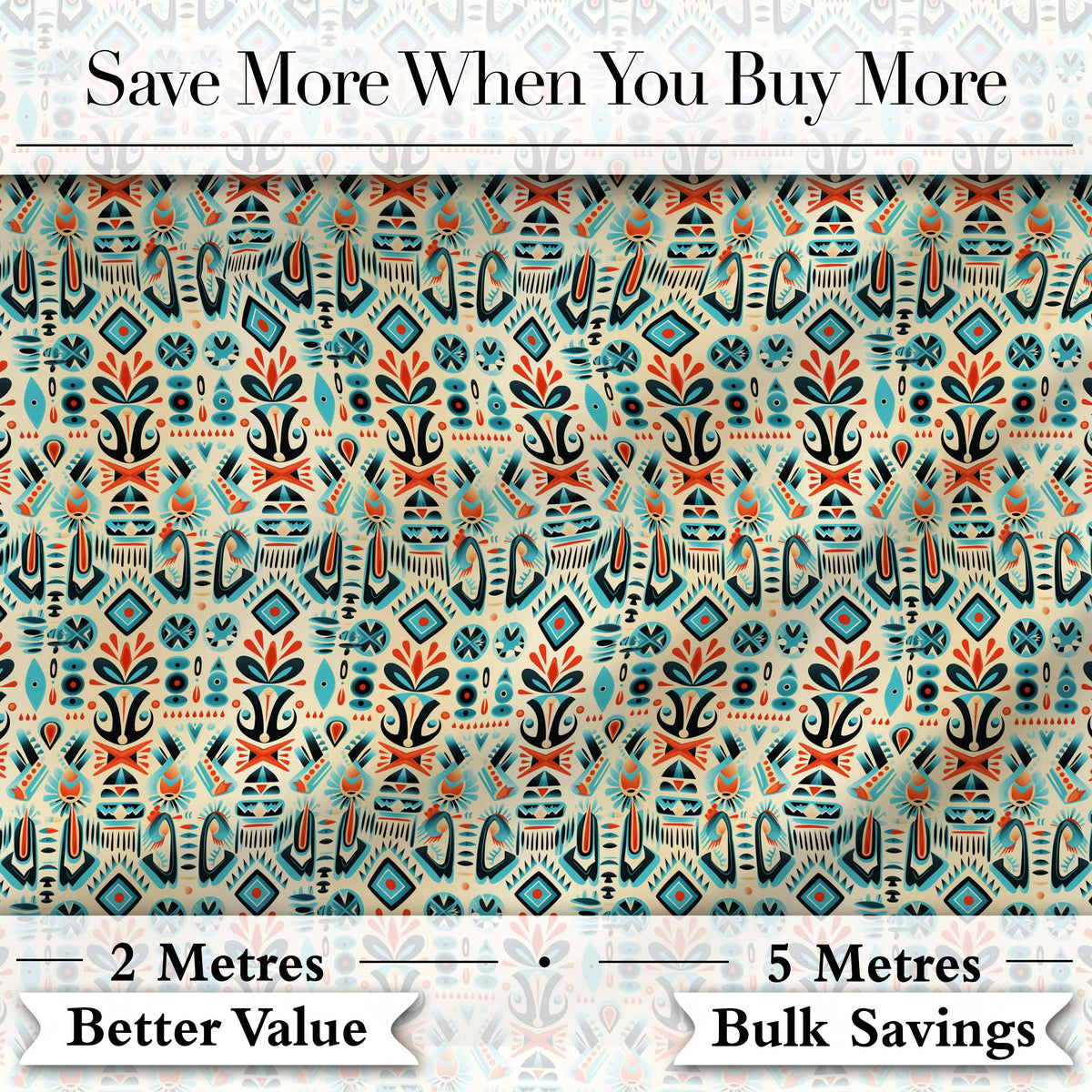 Modern Scandinavian Folk Art Pattern with Floral Shapes Seamless Digital Print Fabric by the Metre UK Sewing Quilting Textile