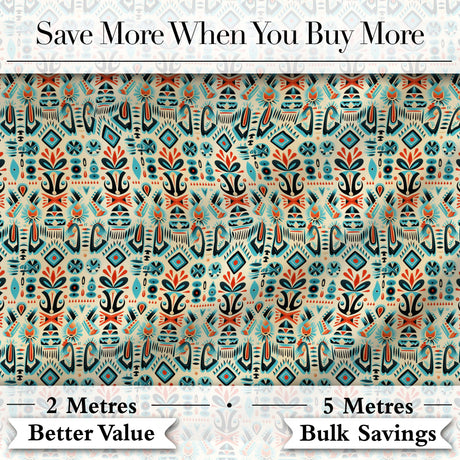 Modern Scandinavian Folk Art Pattern with Floral Shapes Seamless Digital Print Fabric by the Metre UK Sewing Quilting Textile