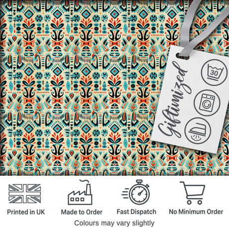Modern Scandinavian Folk Art Pattern with Floral Shapes Seamless Digital Print Fabric by the Metre UK Sewing Quilting Textile