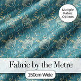 Vintage Botanical Floral Leaf Pattern in Soft Blue Seamless Digital Print Fabric by the Metre UK Sewing Quilting Textile