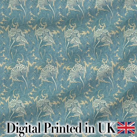 Vintage Botanical Floral Leaf Pattern in Soft Blue Seamless Digital Print Fabric by the Metre UK Sewing Quilting Textile