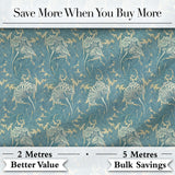 Vintage Botanical Floral Leaf Pattern in Soft Blue Seamless Digital Print Fabric by the Metre UK Sewing Quilting Textile